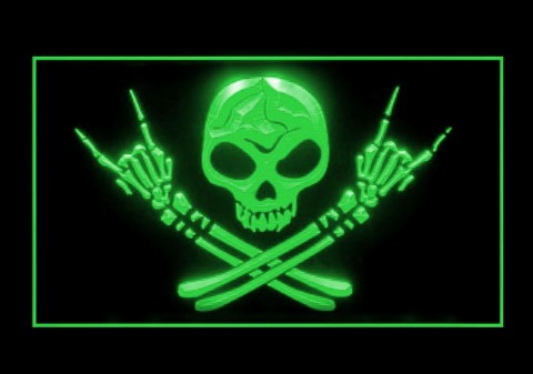 Skull Skeleton Pirate Game Room LED Neon Sign